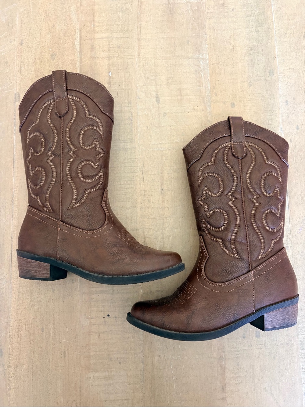 Girls cat and jack Brown Western Cowboy Boots - Embroidered Shaft